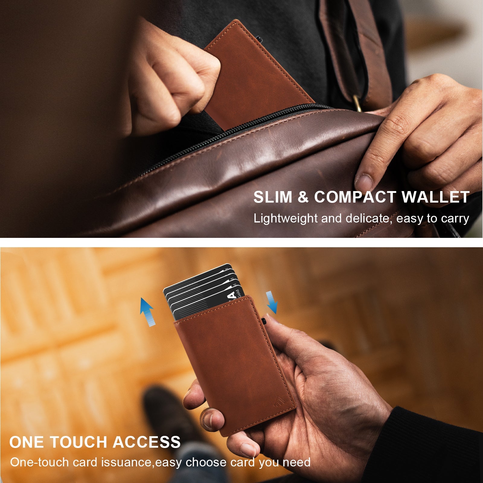 Easy access Wallet With Genuine Leather Cover Men's