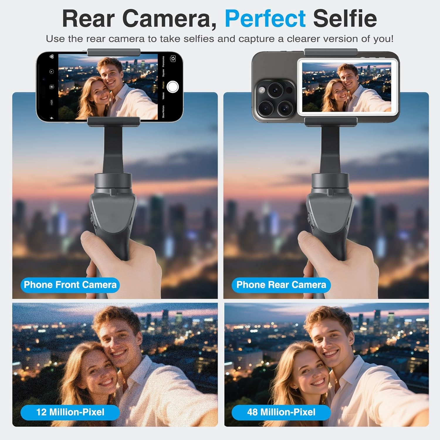 Magnetic Phone Vlog Selfie Monitor Screen - Back Camera Selfie Monitor - 1080P Display Can Wirelessly Connect to Mobile Phones - Rear Camera Selfie Screen with Remote Controller(White)